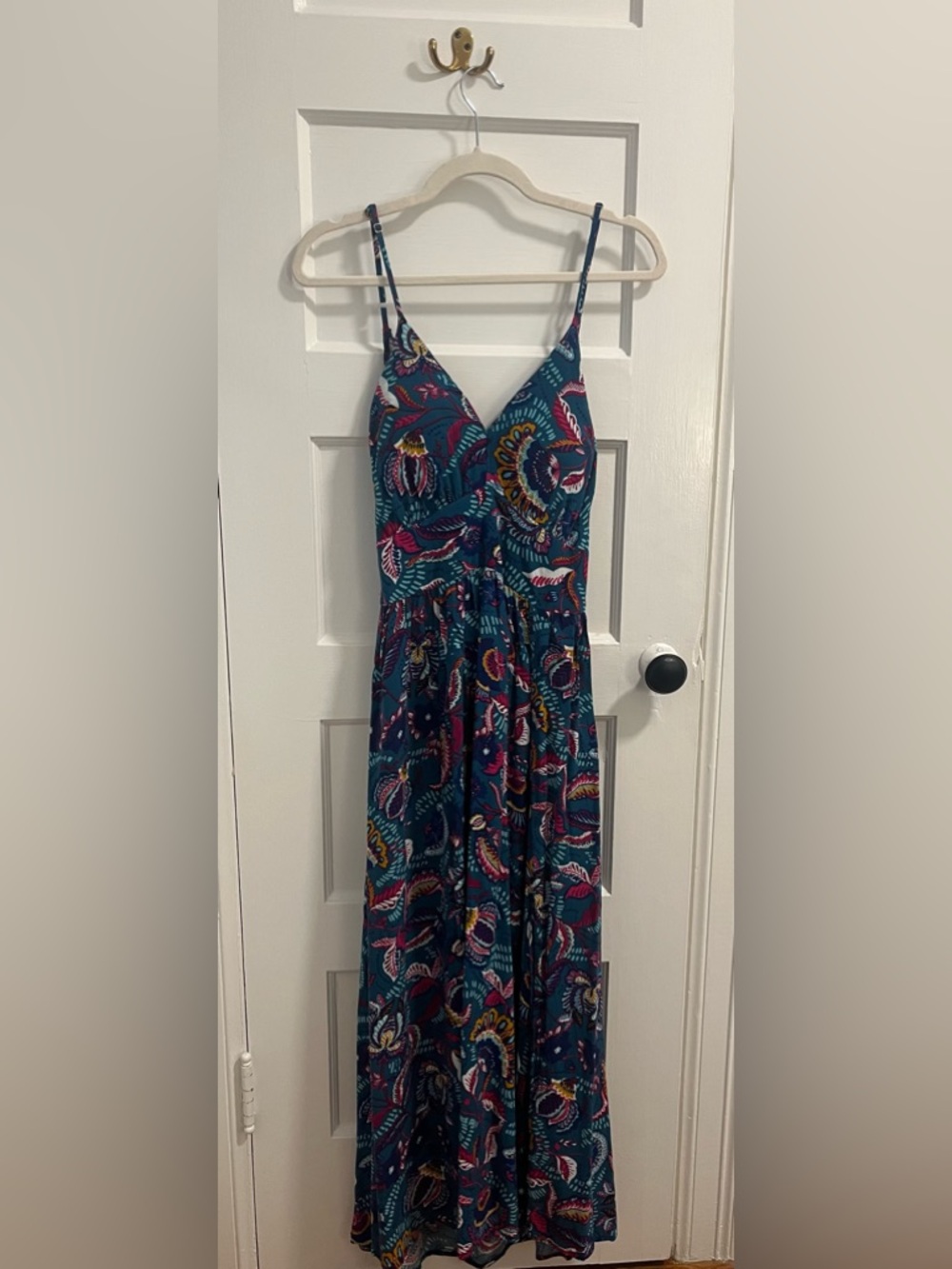 Jessica Simpson Teal Paisley Spaghetti-Strap Maxi Dress